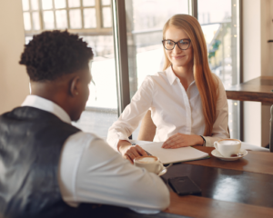 Image of a man and woman sitting